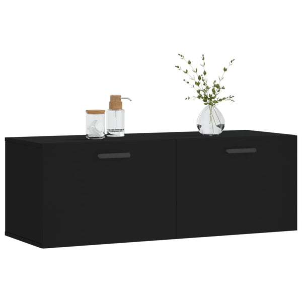 Seinäkaappi musta 100x36,5x35 cm tekninen puu