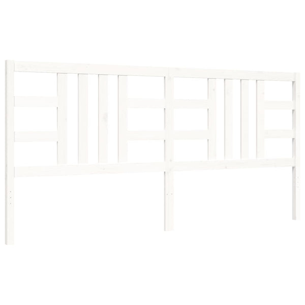 Sängynrunko päädyllä valkoinen 200x200 cm täysi puu