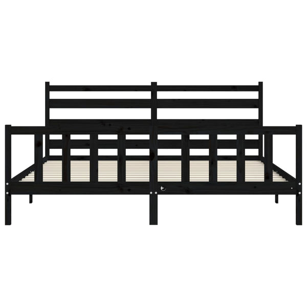 Sängynrunko päädyllä musta 200x200 cm täysi puu