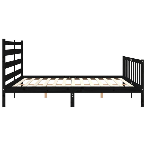 Sängynrunko päädyllä musta 200x200 cm täysi puu