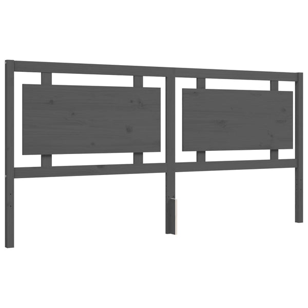 Sängynrunko päädyllä harmaa 200x200 cm täysi puu