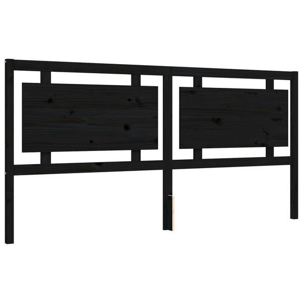 Sängynrunko päädyllä musta 200x200 cm täysi puu