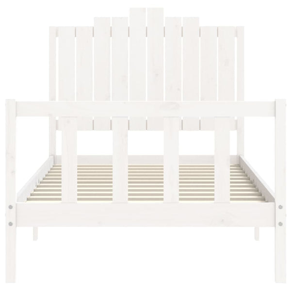 Sängynrunko päädyllä valkoinen 100x200 cm täysi puu