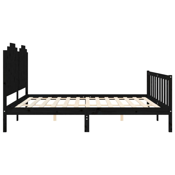 Sängynrunko päädyllä musta 200x200 cm täysi puu