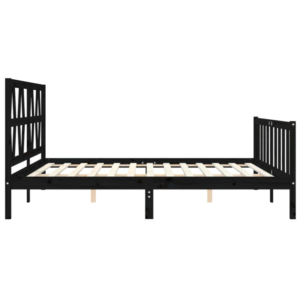 Sängynrunko päädyllä musta 200x200 cm täysi puu