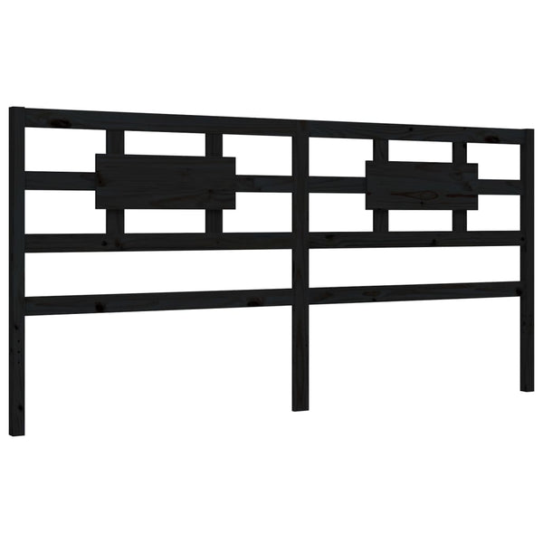 Sängynrunko päädyllä musta 200x200 cm täysi puu