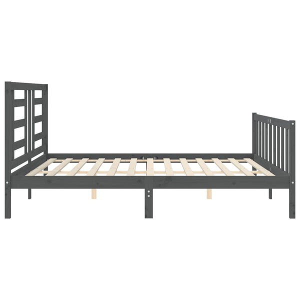 Sängynrunko päädyllä harmaa 200x200 cm täysi puu