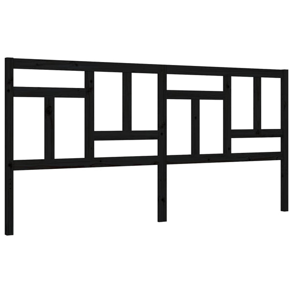 Sängynrunko päädyllä musta 200x200 cm täysi puu