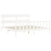 Sängynrunko päädyllä valkoinen 200x200 cm täysi puu