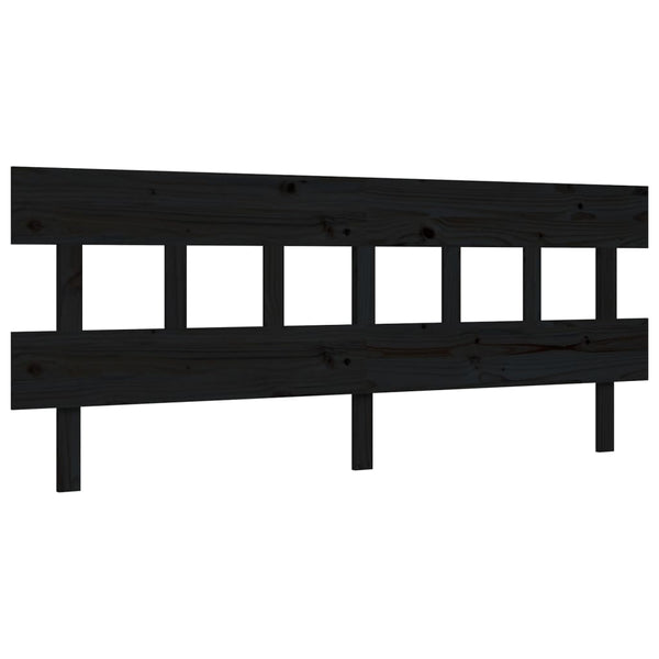 Sängynrunko päädyllä musta 200x200 cm täysi puu