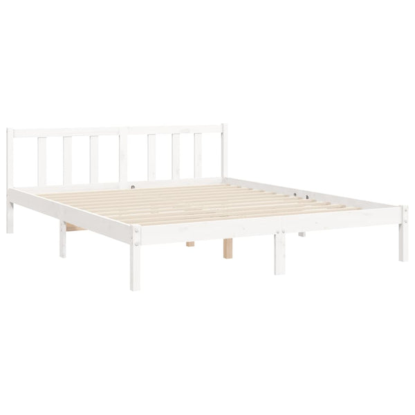 Sängynrunko päädyllä valkoinen King Size täysi puu