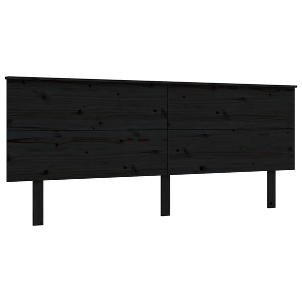 Sängynrunko päädyllä musta 200x200 cm täysi puu