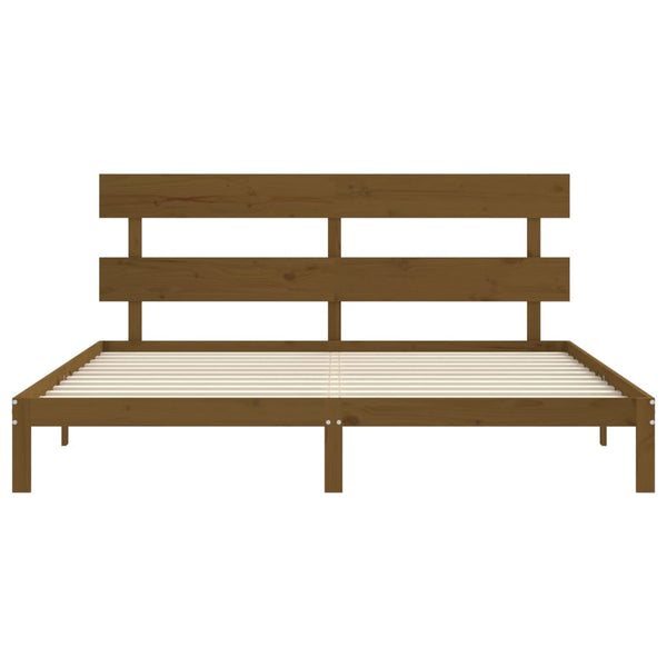 Sängynrunko päädyllä hunajanruskea 200x200 cm täysi puu