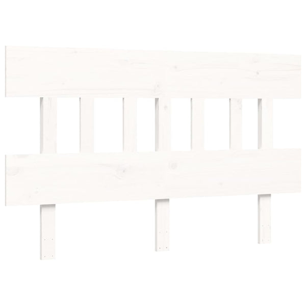 Sängynrunko päädyllä valkoinen 140x200 cm täysi puu
