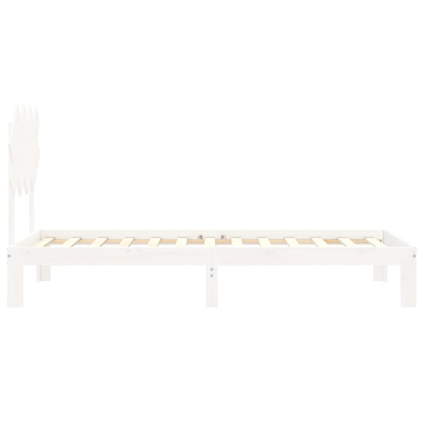 Sängynrunko päädyllä valkoinen 90x200 cm täysi puu