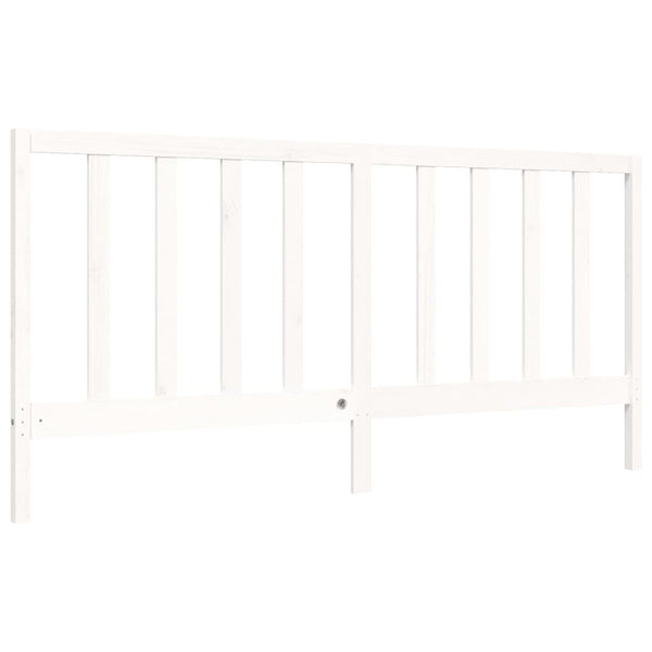 Sängynrunko päädyllä valkoinen 200x200 cm täysi puu