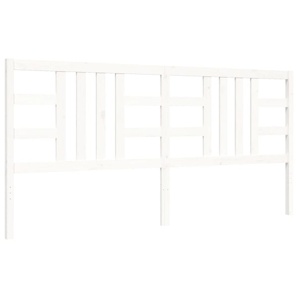 Sängynrunko päädyllä valkoinen 200x200 cm täysi puu