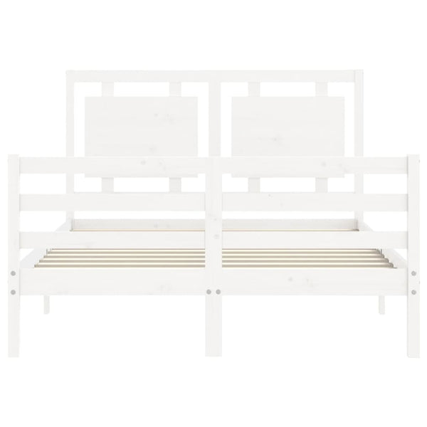 Sängynrunko päädyllä valkoinen 140x190 cm täysi puu