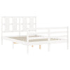 Sängynrunko päädyllä valkoinen 140x200 cm täysi puu