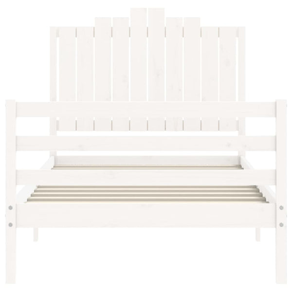Sängynrunko päädyllä valkoinen 100x200 cm täysi puu