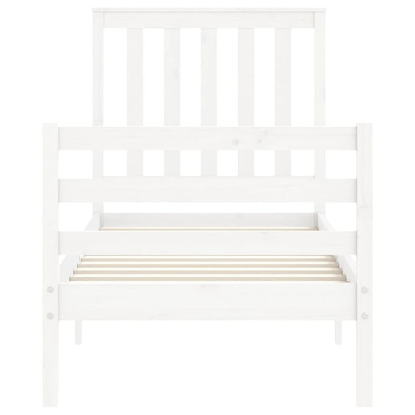 Sängynrunko päädyllä valkoinen Small Single täysi puu