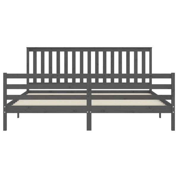 Sängynrunko päädyllä harmaa 200x200 cm täysi puu