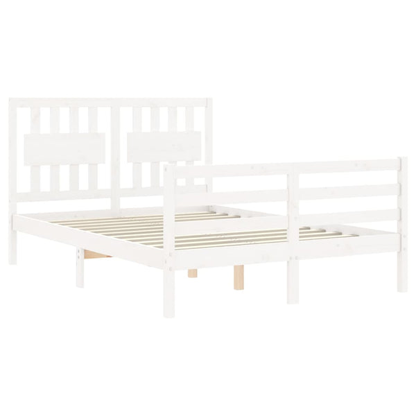 Sängynrunko päädyllä valkoinen Small Double täysi puu