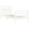 Sängynrunko päädyllä valkoinen 90x200 cm täysi puu