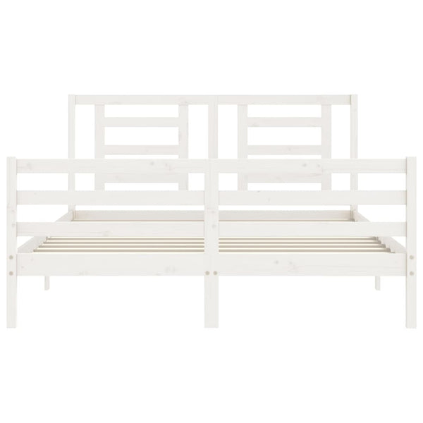 Sängynrunko päädyllä valkoinen 160x200 cm täysi mänty