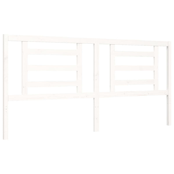 Sängynrunko päädyllä valkoinen 200x200 cm täysi puu