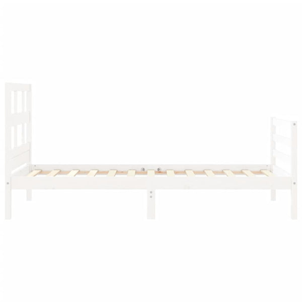 Sängynrunko päädyllä valkoinen Small Single täysi puu
