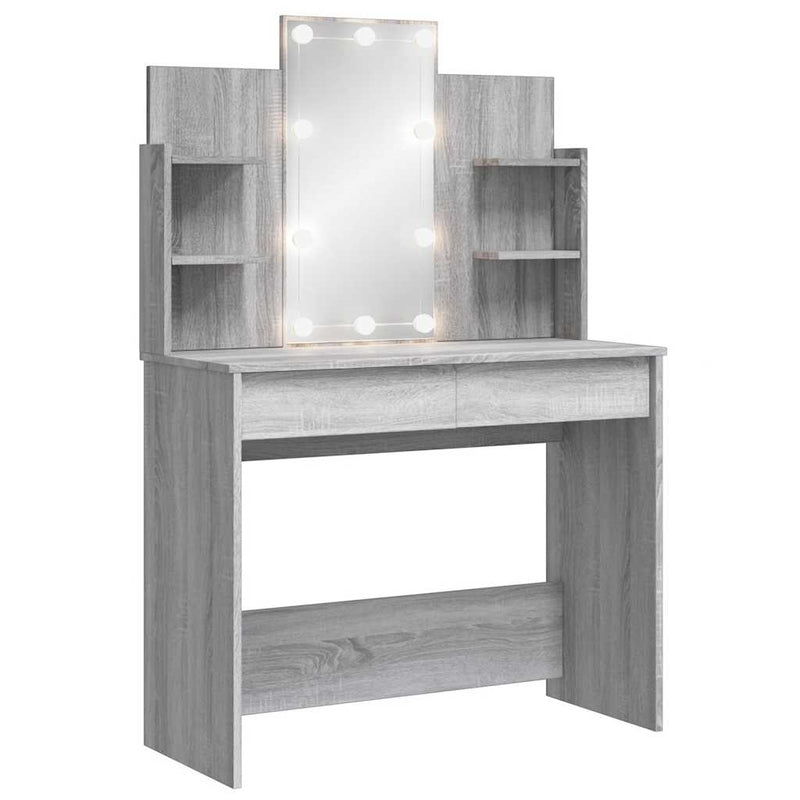 Harmaa peilipöytä led-valoilla Valadea 96x40x142cm (sonoma)