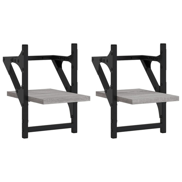 Seinähyllyt tangoilla 2 kpl harmaa Sonoma 20x25x30 cm