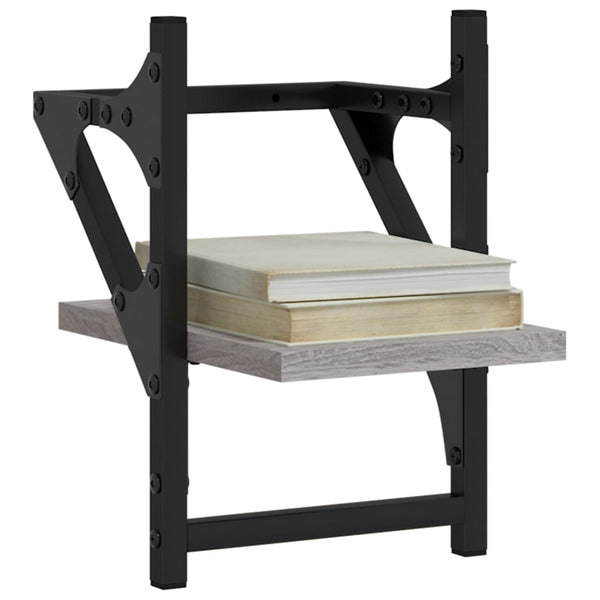 Seinähyllyt tangoilla 2 kpl harmaa Sonoma 20x25x30 cm