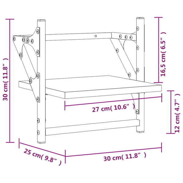 Seinähyllyt tangoilla 2 kpl savutammi 30x25x30 cm