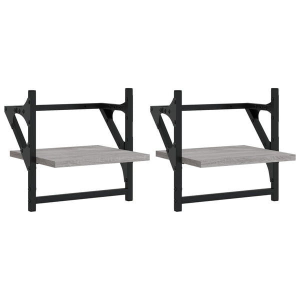 Seinähyllyt tangoilla 2 kpl harmaa Sonoma 30x25x30 cm