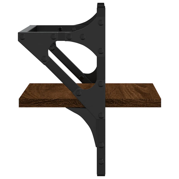 Seinähyllyt tangoilla 2 kpl ruskea tammi 30x25x30 cm