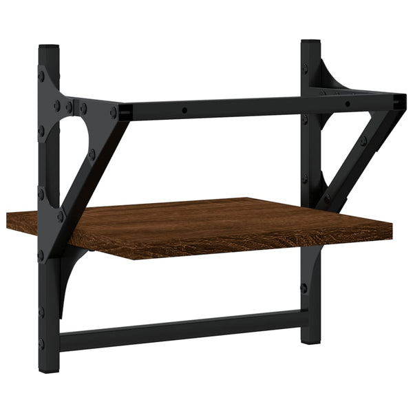 Seinähyllyt tangoilla 2 kpl ruskea tammi 30x25x30 cm
