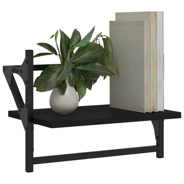 Seinähyllyt tangoilla 2 kpl musta 40x25x30 cm