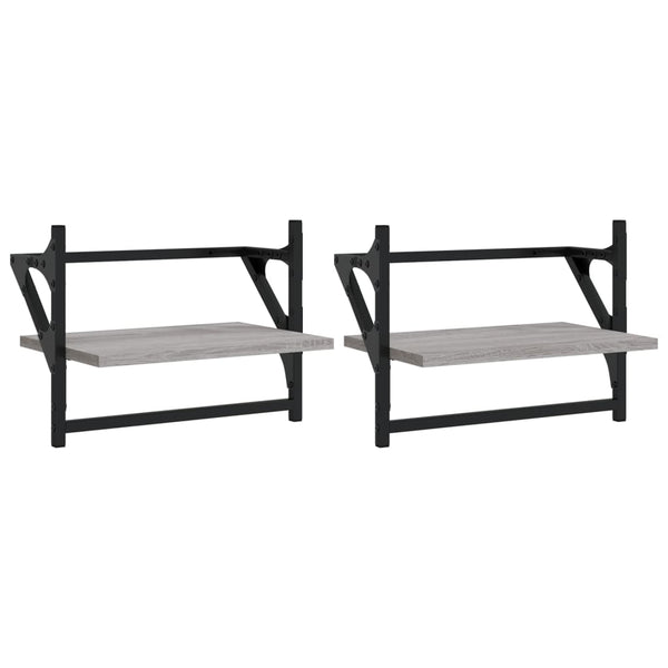 Seinähyllyt tangoilla 2 kpl harmaa Sonoma 40x25x30 cm