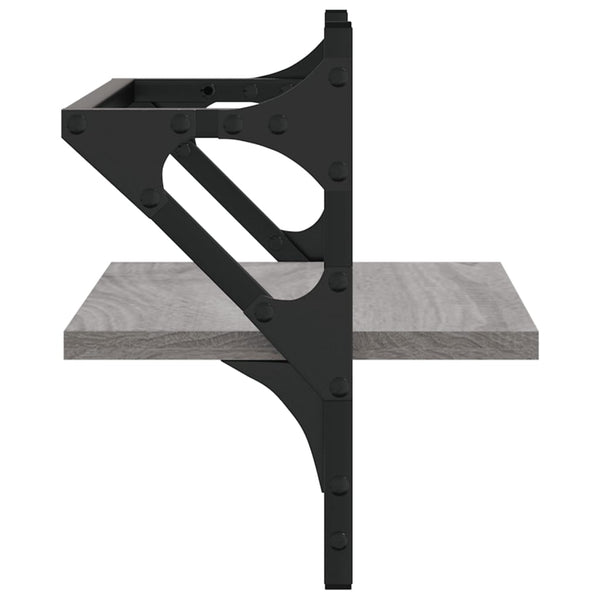 Seinähyllyt tangoilla 2 kpl harmaa Sonoma 40x25x30 cm