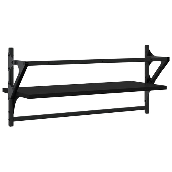 Seinähyllyt tangoilla 2 kpl musta 65x25x30 cm