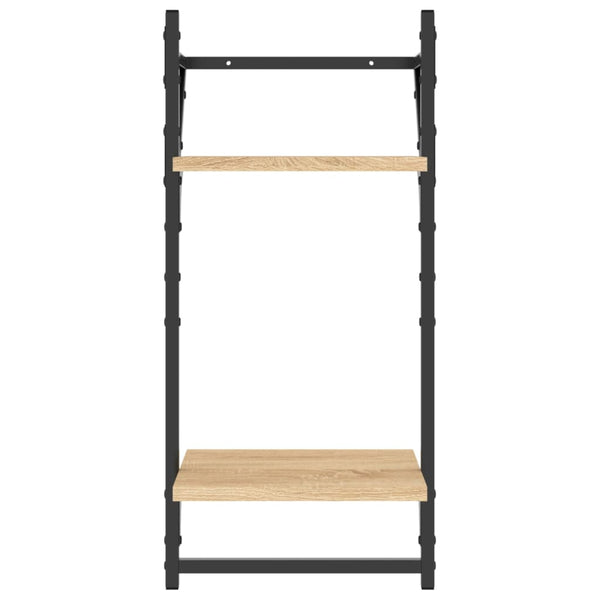 Seinähyllyt tangoilla 2 tasoa 2 kpl Sonoma-tammi 30x25x65 cm