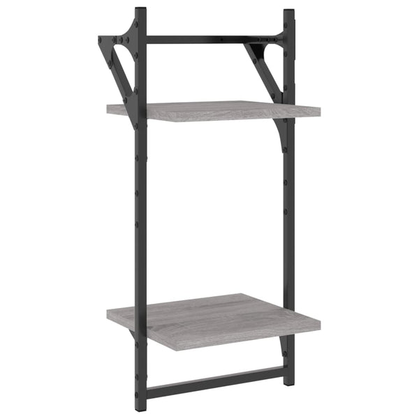 Seinähyllyt tangoilla 2 tasoa 2 kpl harmaa Sonoma 30x25x65 cm