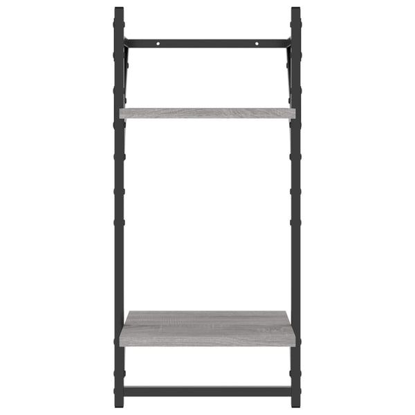 Seinähyllyt tangoilla 2 tasoa 2 kpl harmaa Sonoma 30x25x65 cm