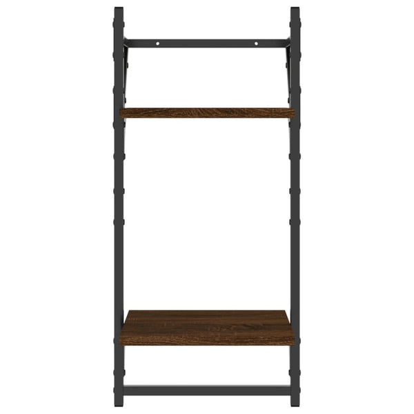 Seinähyllyt tangoilla 2 tasoa 2 kpl ruskea tammi 30x25x65 cm