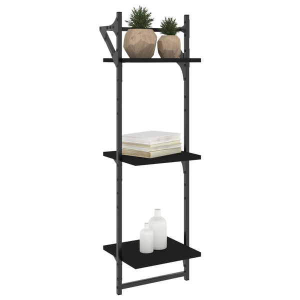 Seinähyllyt tangoilla 3 kerrosta 2 kpl musta 30x25x100 cm