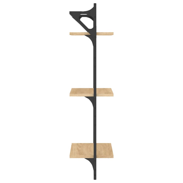 Seinähyllyt tangoilla 3 tasoa 2 kpl Sonoma-tammi 30x25x100 cm