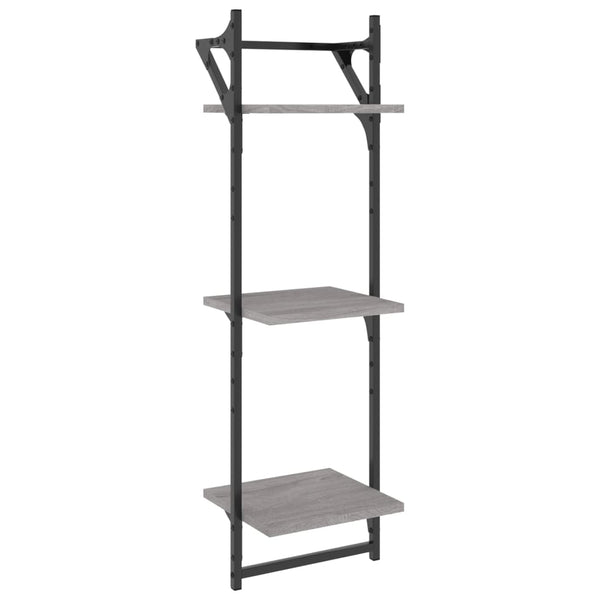 Seinähyllyt tangoilla 3 tasoa 2 kpl harmaa Sonoma 30x25x100 cm