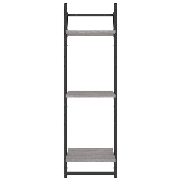 Seinähyllyt tangoilla 3 tasoa 2 kpl harmaa Sonoma 30x25x100 cm